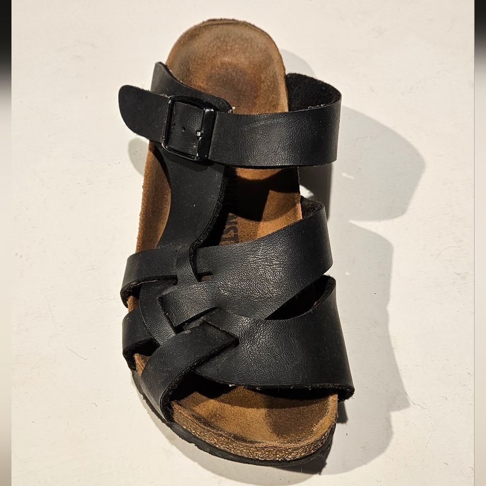 Birkenstock Pisa Sandals Black Leather Adjust Cross Strap Women’s 37 US 6–6.5 - Picture 11 of 16